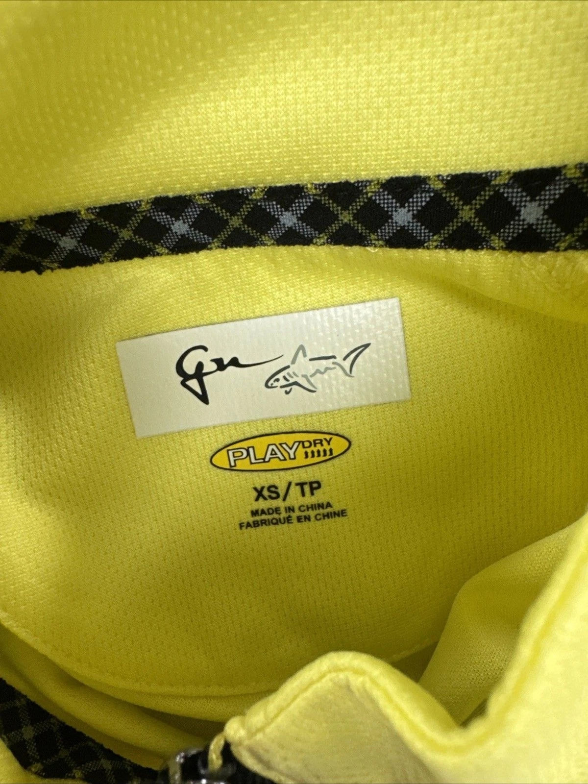 Greg Norman Play Dry Golf Shirt Women XS Bright Yellow Black Quarter Zip NWT