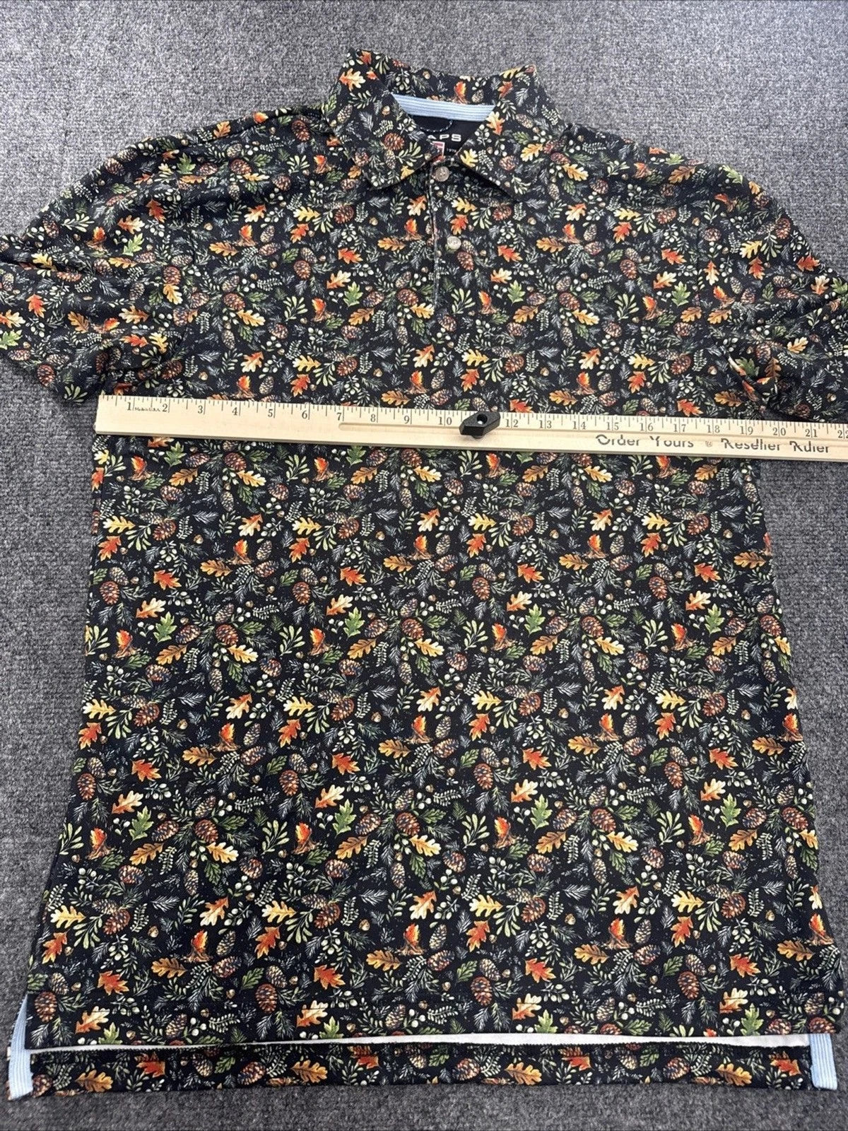 Chaps Everyday Performance Pinecone Floral Polo Men’s Small Black BNWOT