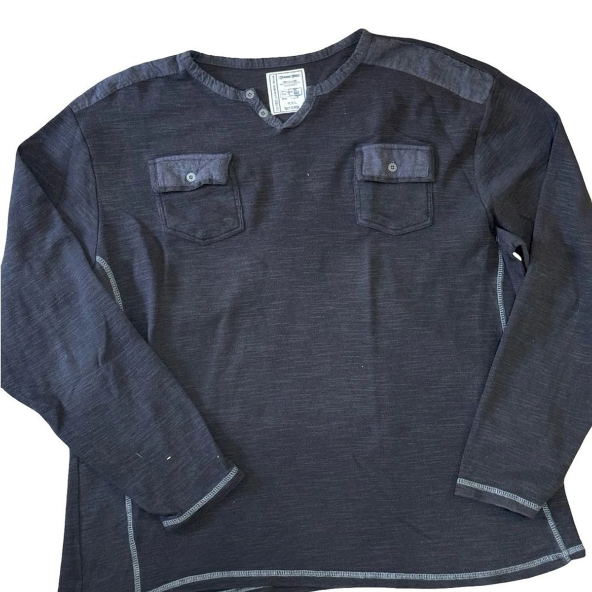 Colours by Alexander Julia Henley Shirt Men’s 2XL Navy Long Sleeve Double Pocket