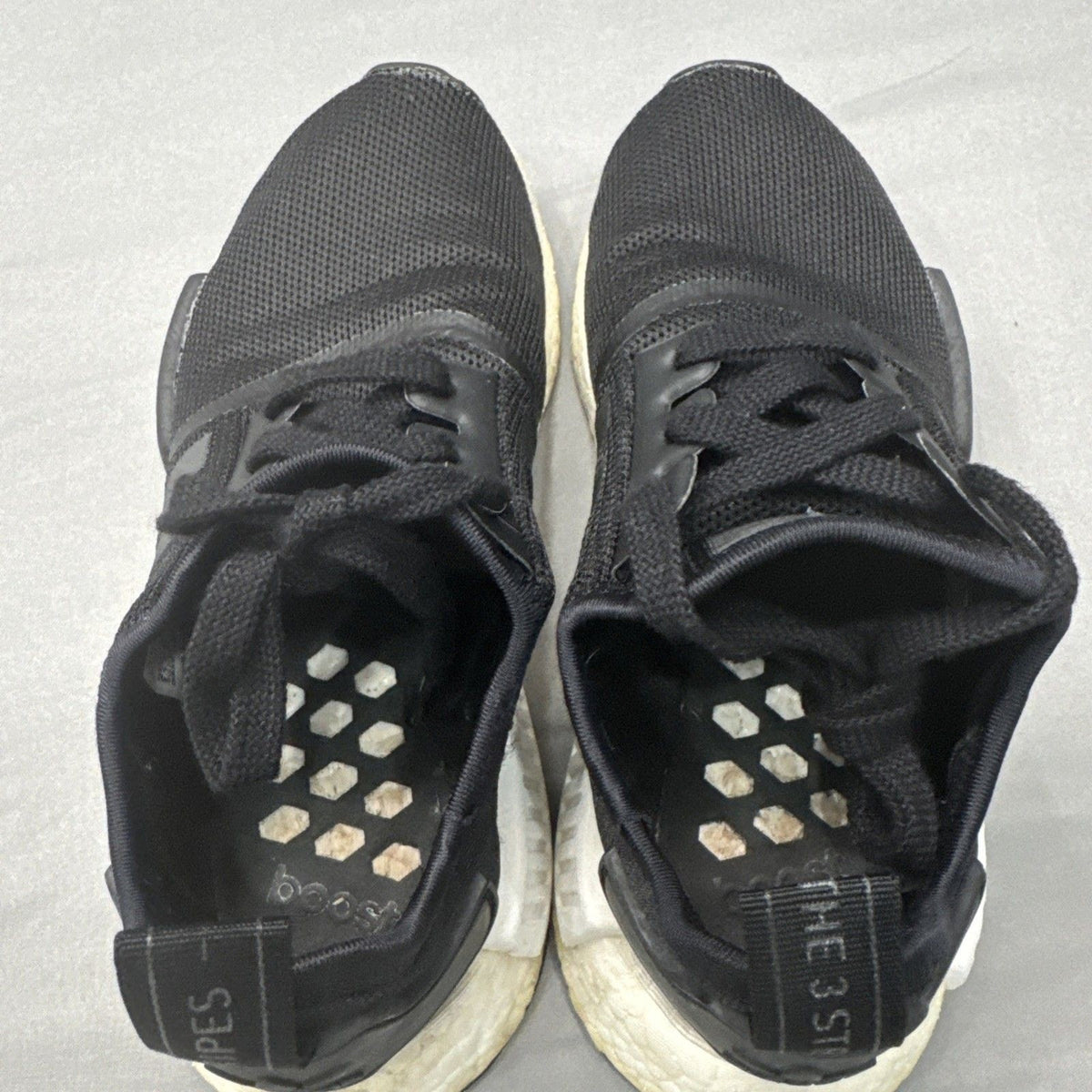 Adidas NMD_R1 Boost White Black Mesh Sneakers Men's 4.5 GUC No Box