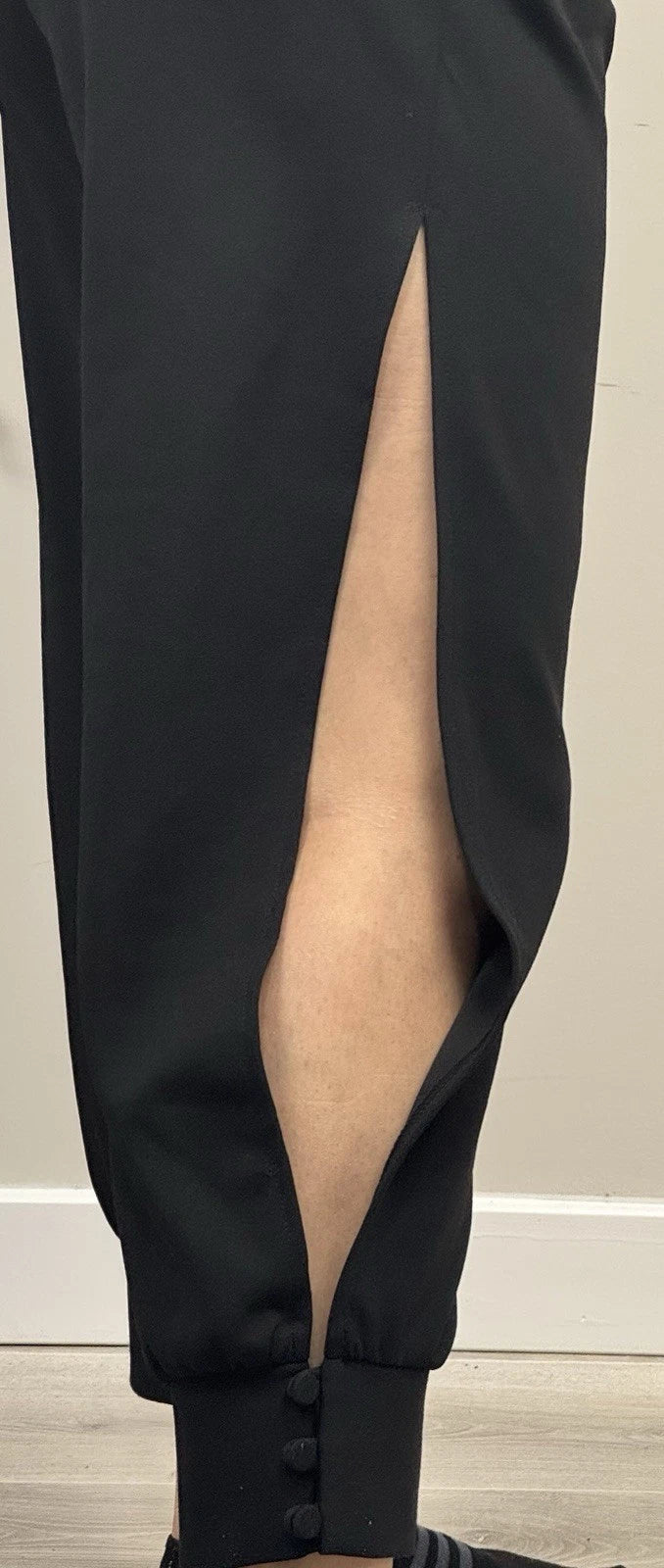 Supply & Demand Womens Black Split Leg Jogger Pants Button Cuff Size L