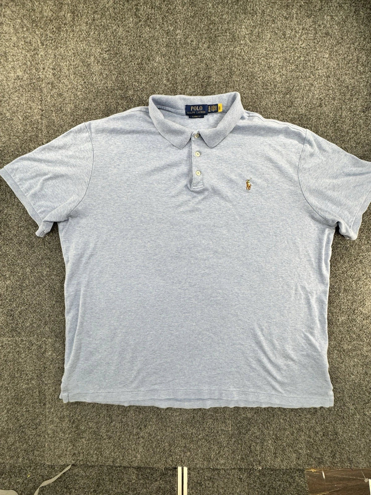Polo Ralph Lauren Classic Fit Polo Shirt, Men's XL, Light Blue Pony - Pre-Owned