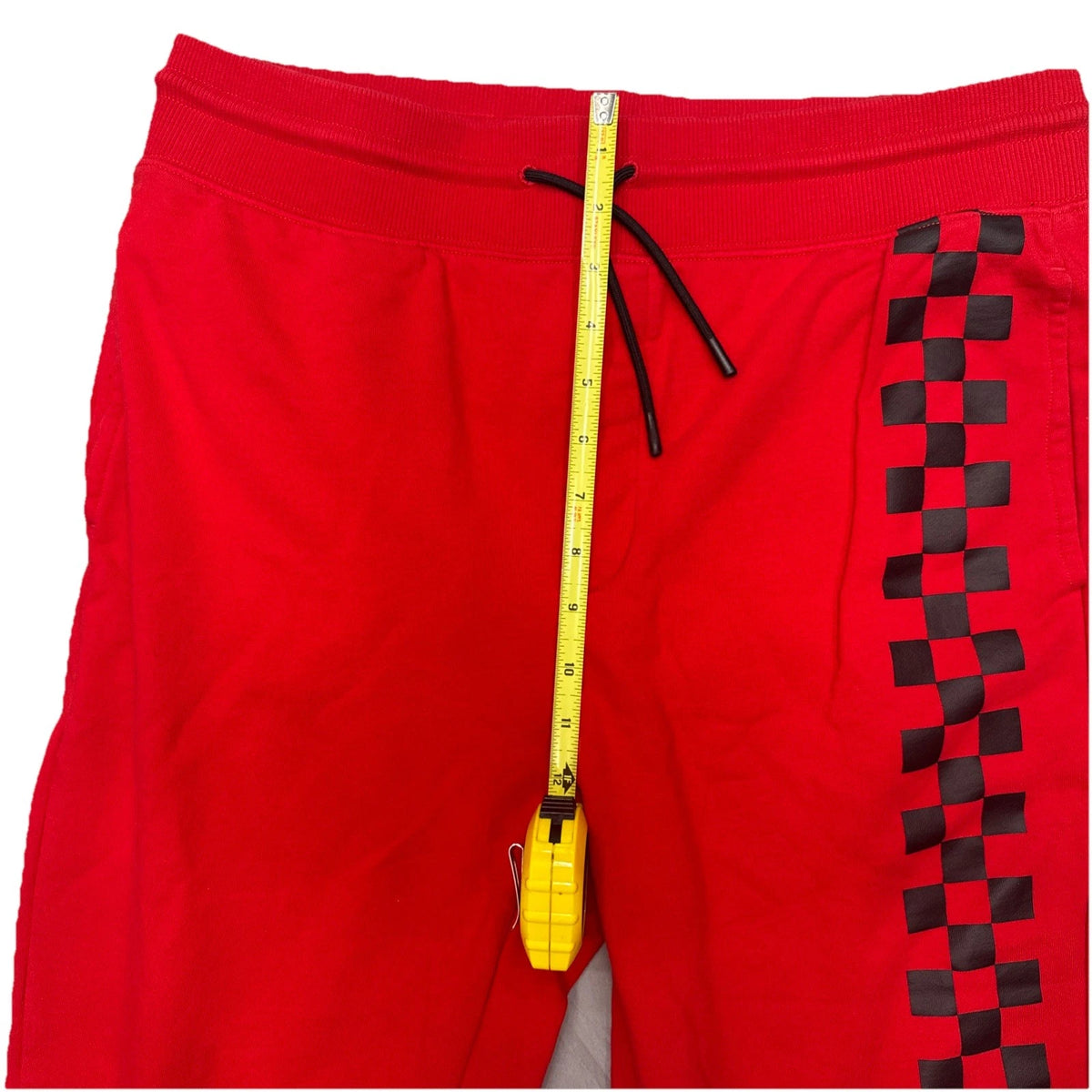 Hugo Boss Mens Large Red Black Checkered Logo Jogger Pants Athleisure