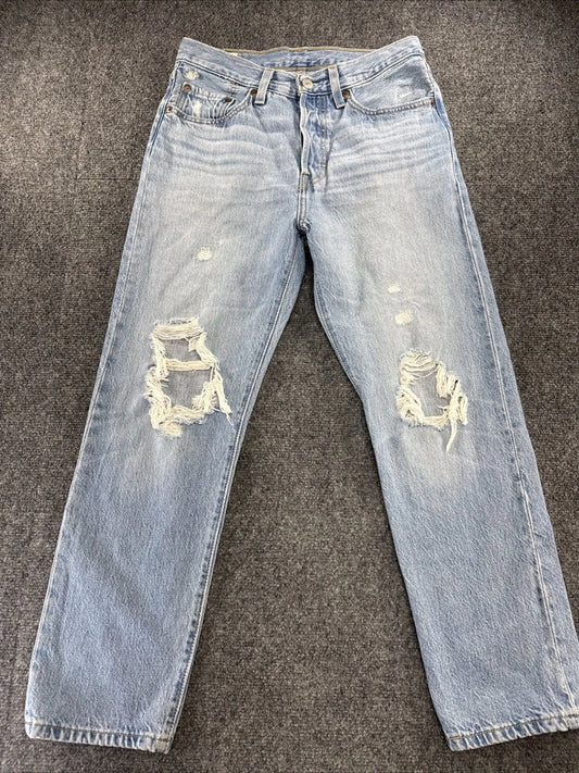 Levi’s 501 Original Jeans Women’s Approx W27 Light Wash Distressed Button Fly