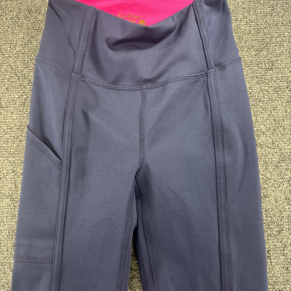 Lilly Pulitzer Luxletic Weekender Leggings Womens XXS Navy Pink Mesh 003401