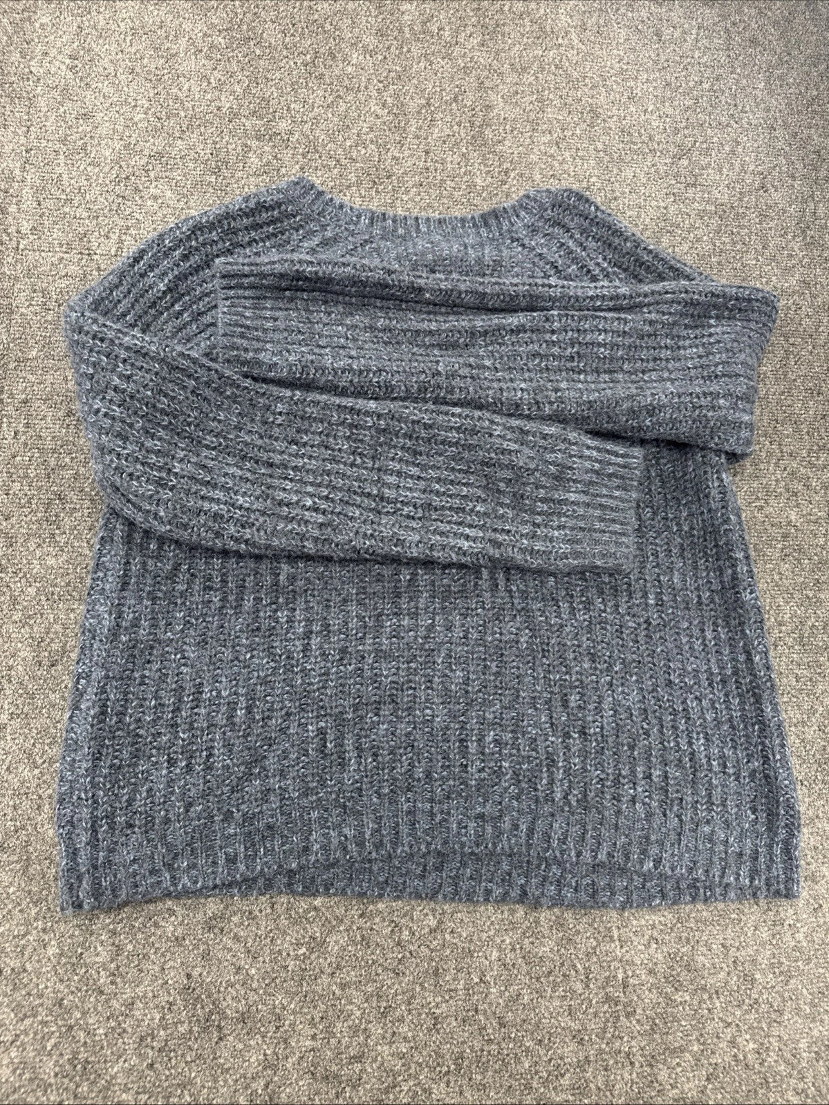 Andrea Jovine Wool Blend Knit Sweater Gray Crew Neck Cozy Quiet Luxury XL