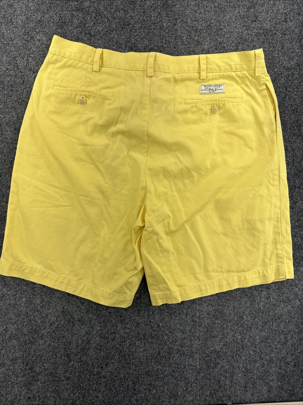 Polo Ralph Lauren Tyler Shorts Mens 38 Yellow Pleated Chino 100% Cotton VTG