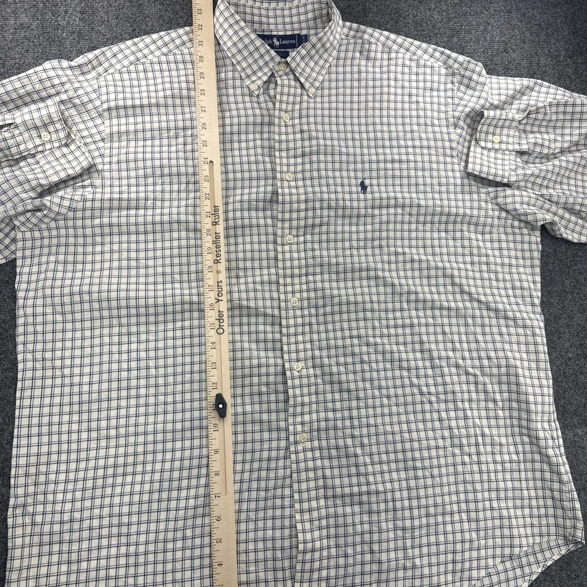 Polo Ralph Lauren Yarmouth Button Down Shirt White Blue Check 17 36 Cotton