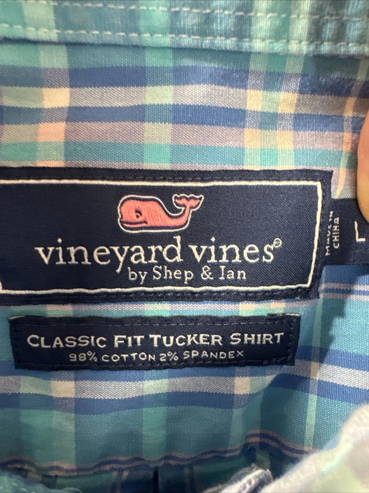 Vineyard Vines Classic Fit Tucker Shirt Blue Plaid Button Down Men’s Large
