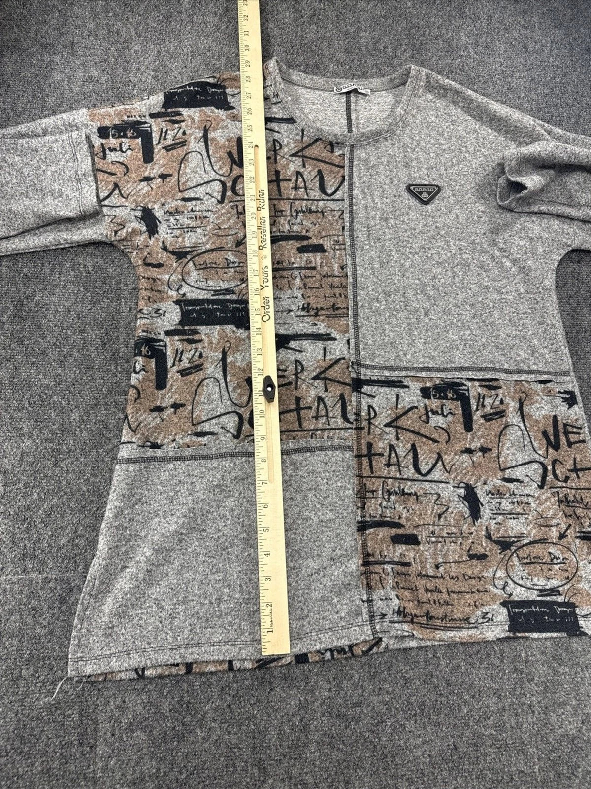 GORGO Abstract Graphic Knit Sweater Gray Graffiti Pullover Women's 46 EU