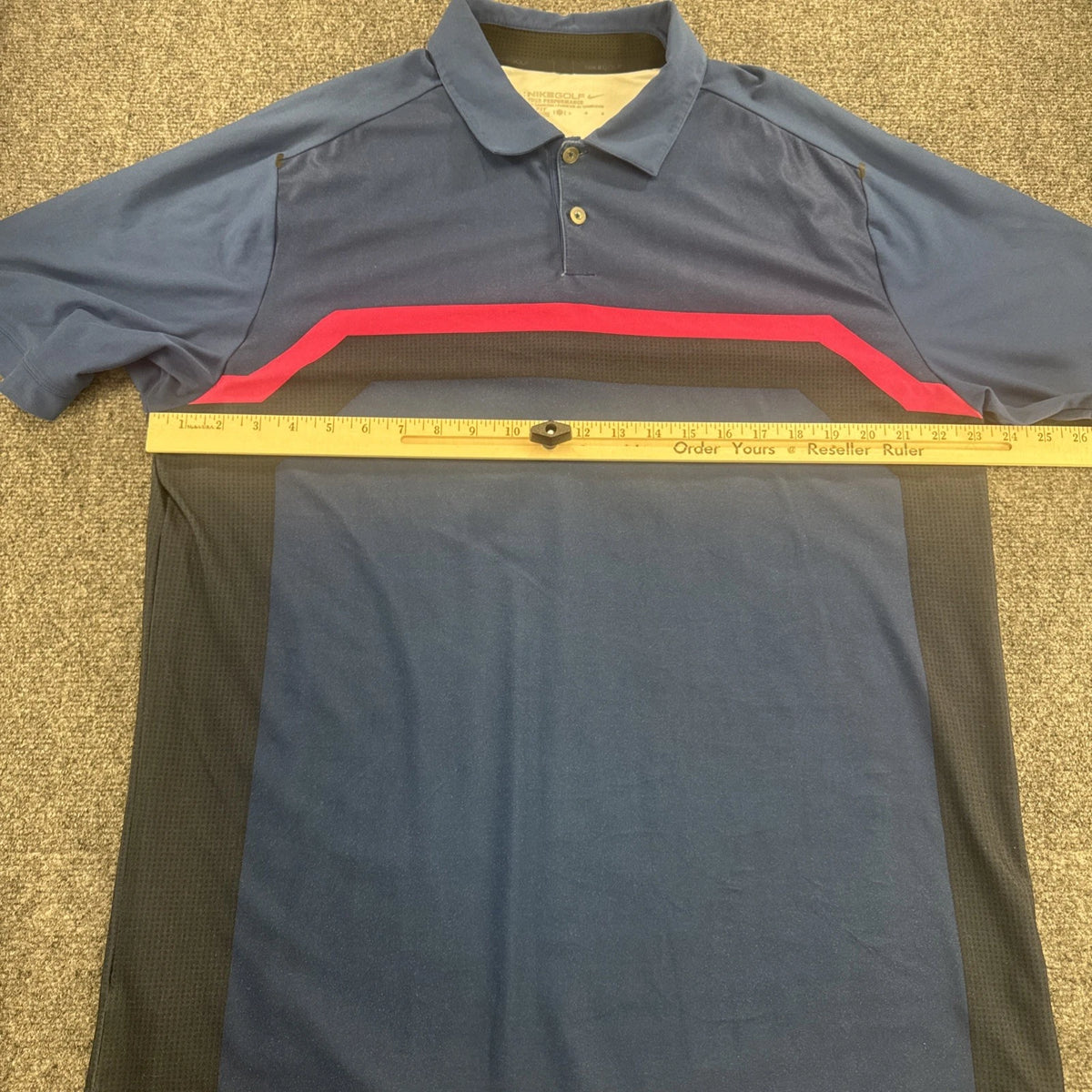 Nike Golf Tour Performance Dri-FIT Polo Mens XL Blue Black Red Colorblock
