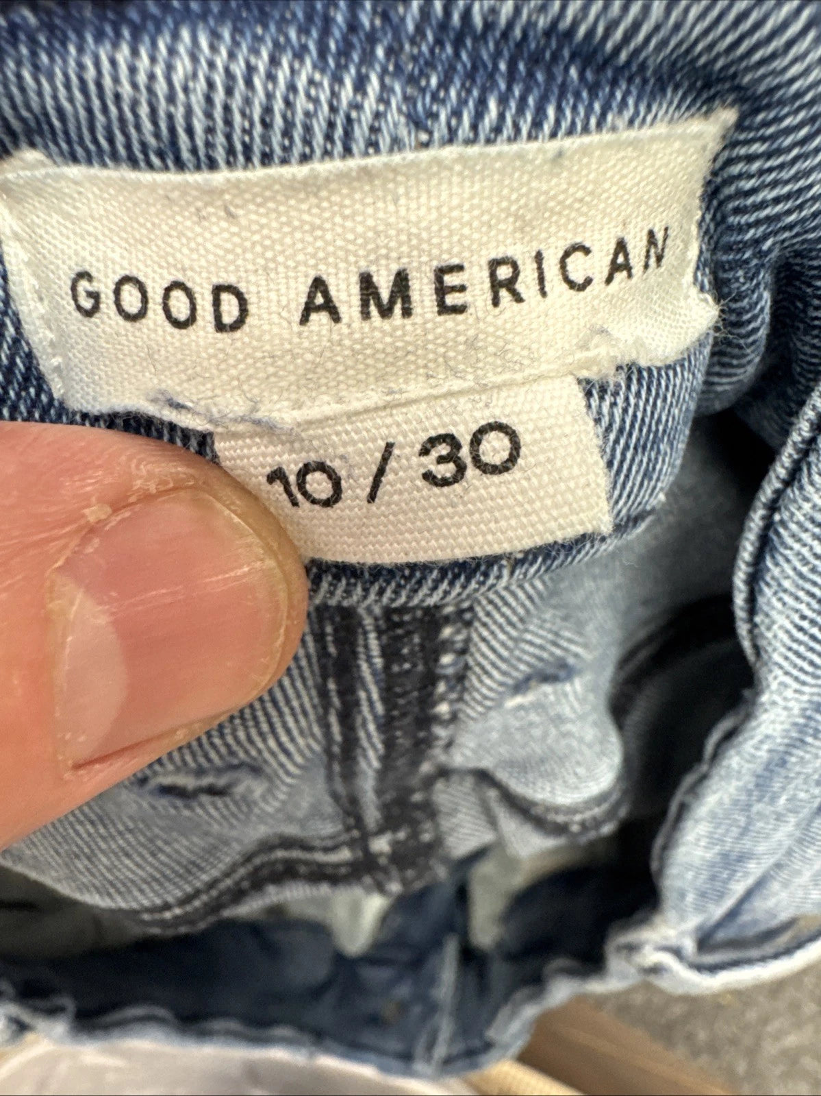 Good American Good Legs Straight Jeans Womens 10/30 Light Wash Raw Hem Stretch
