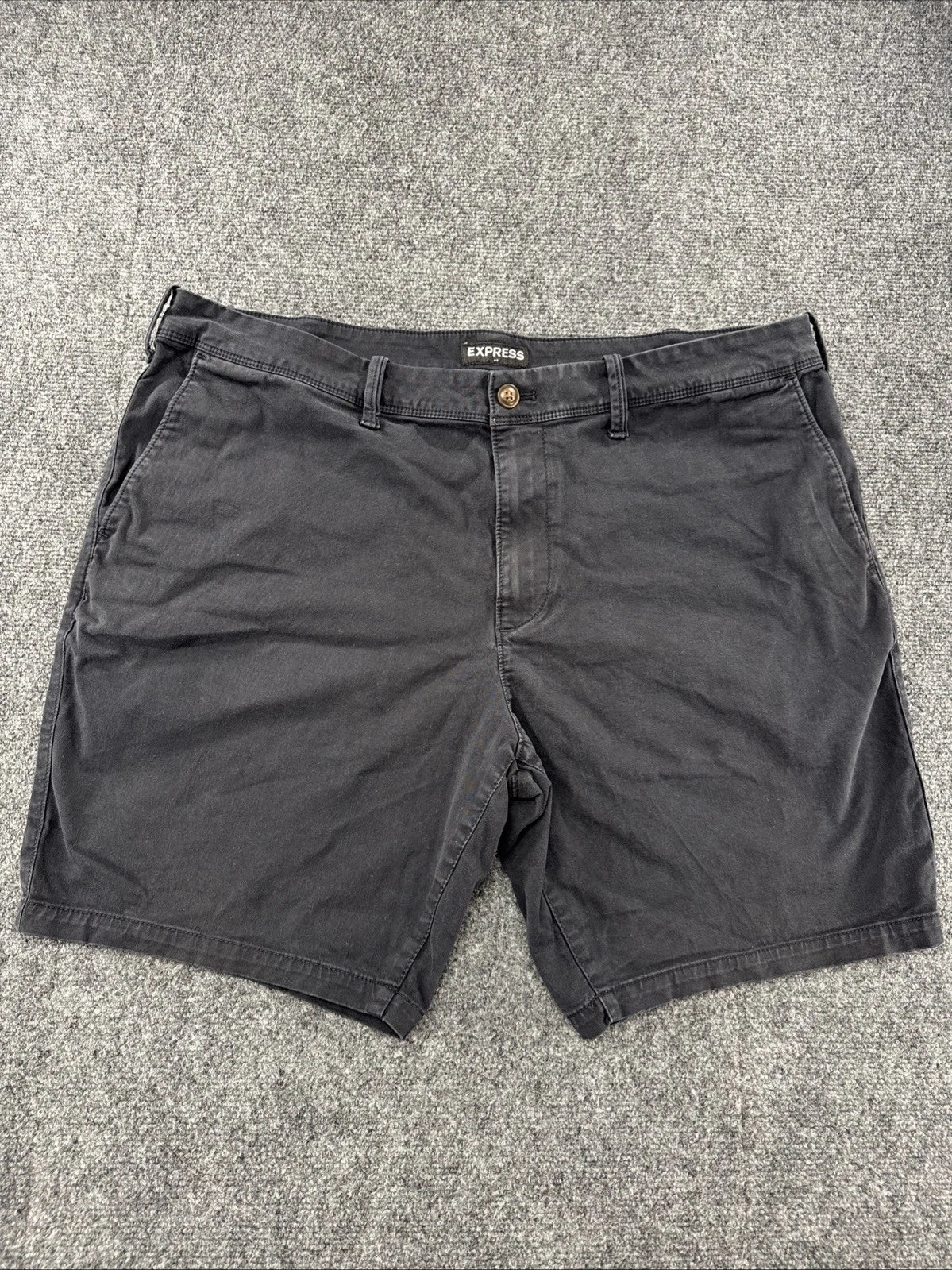Express Men’s Chino Shorts 38 Black Stretch Casual Flat Front Classic Summer