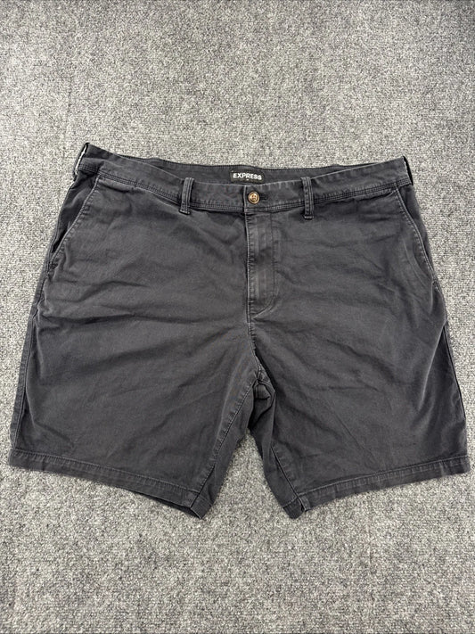 Express Men’s Chino Shorts 38 Black Stretch Casual Flat Front Classic Summer