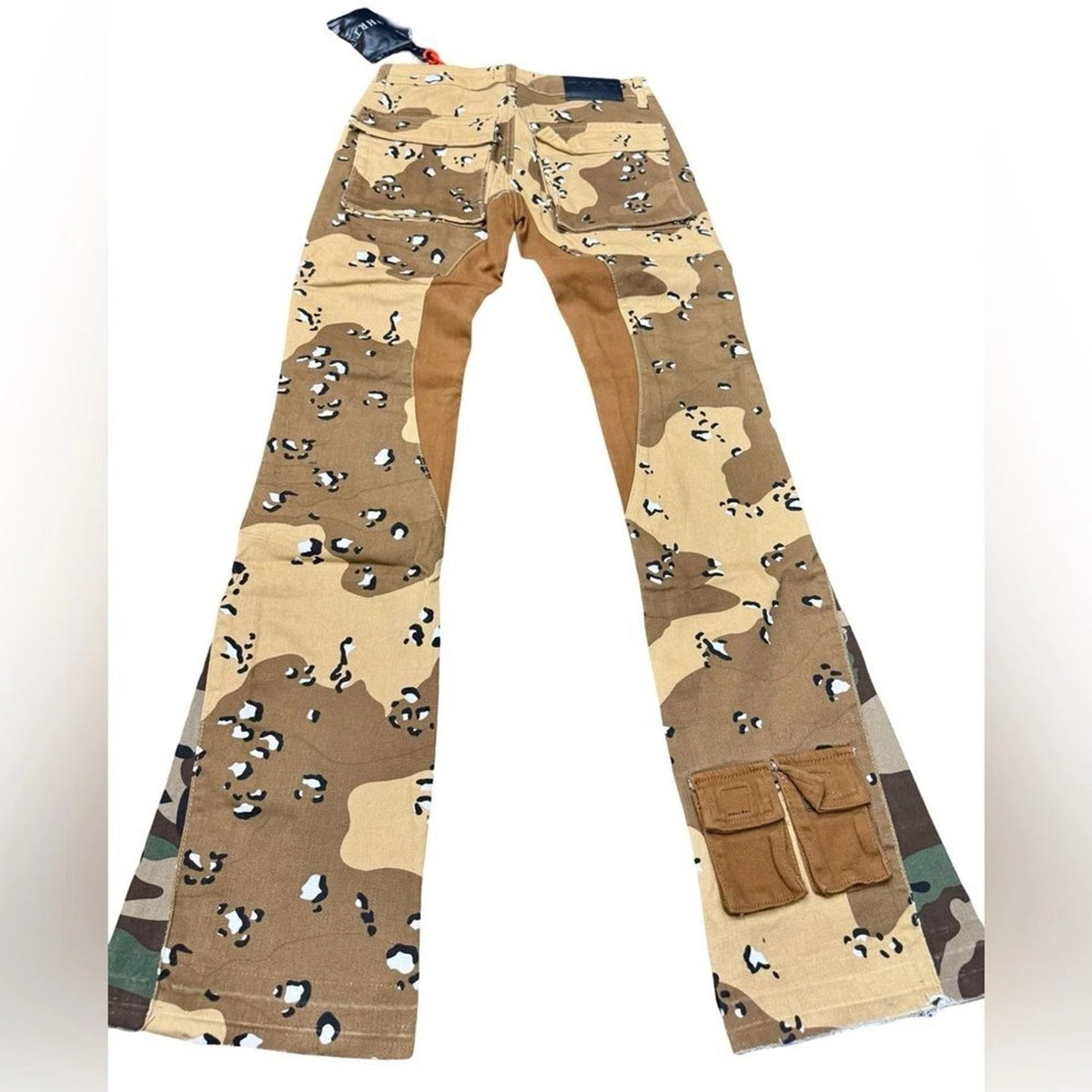 THRT Camo Patchwork Flare Denim Pants Men’s 30x32 Chained Pouch NWT