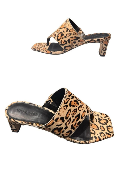 Villa Rouge Leopard Print Toe Loop Mule Sandals Women's 6.5 Low Heel New Box