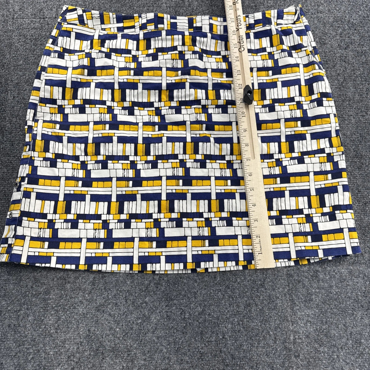 Lizgolf Women’s Golf Skort Skirt Blue Yellow Geometric Print Size 12