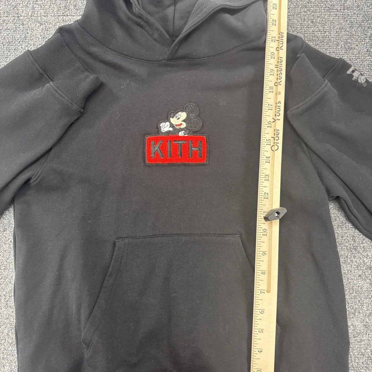 Kith x Disney Mickey Mouse Box Logo Hoodie Kids XL 14-16 Black NWOT Hype