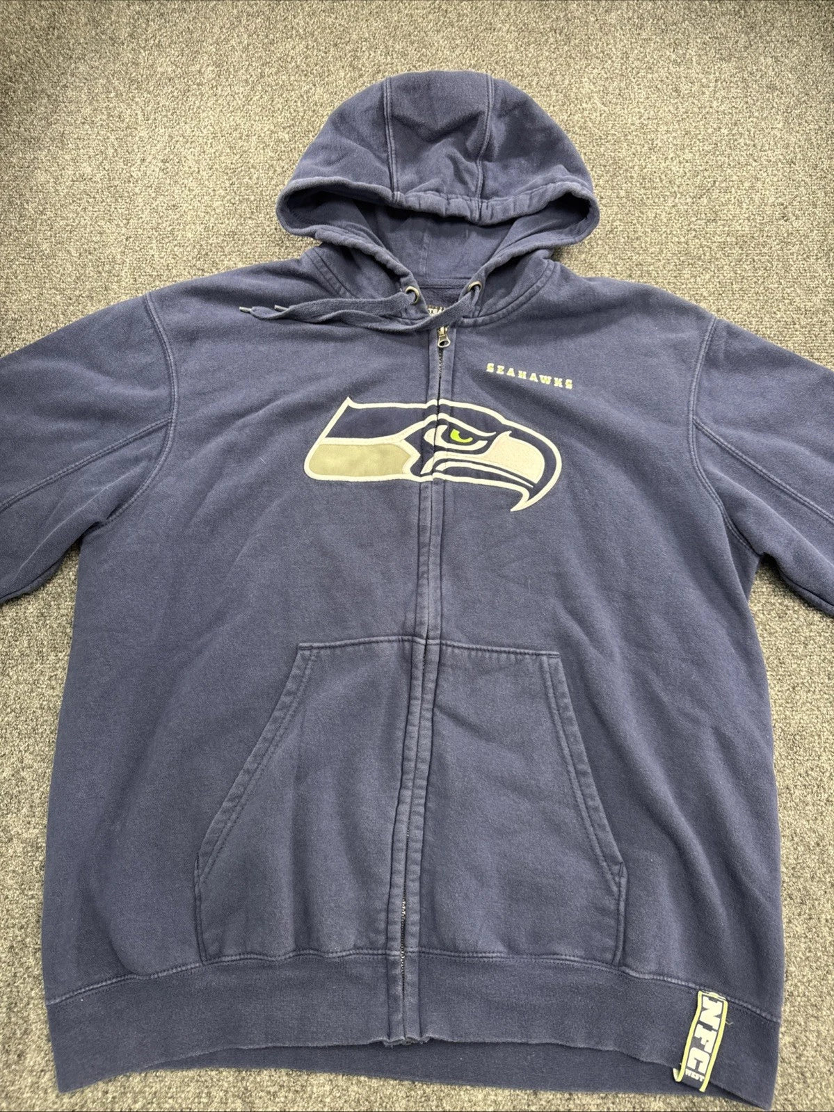 NFL Team Apparel Seattle Seahawks Full Zip Hoodie Blue Logo Sweatshirt Men’s XL