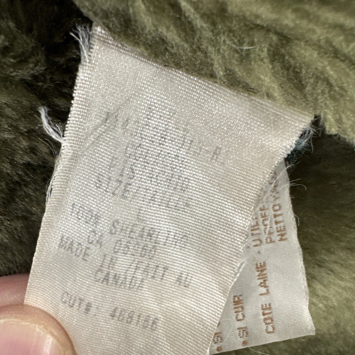 Vintage Sawyer of Napa Sheepskin Shearling Coat Olive Green Made in Canada