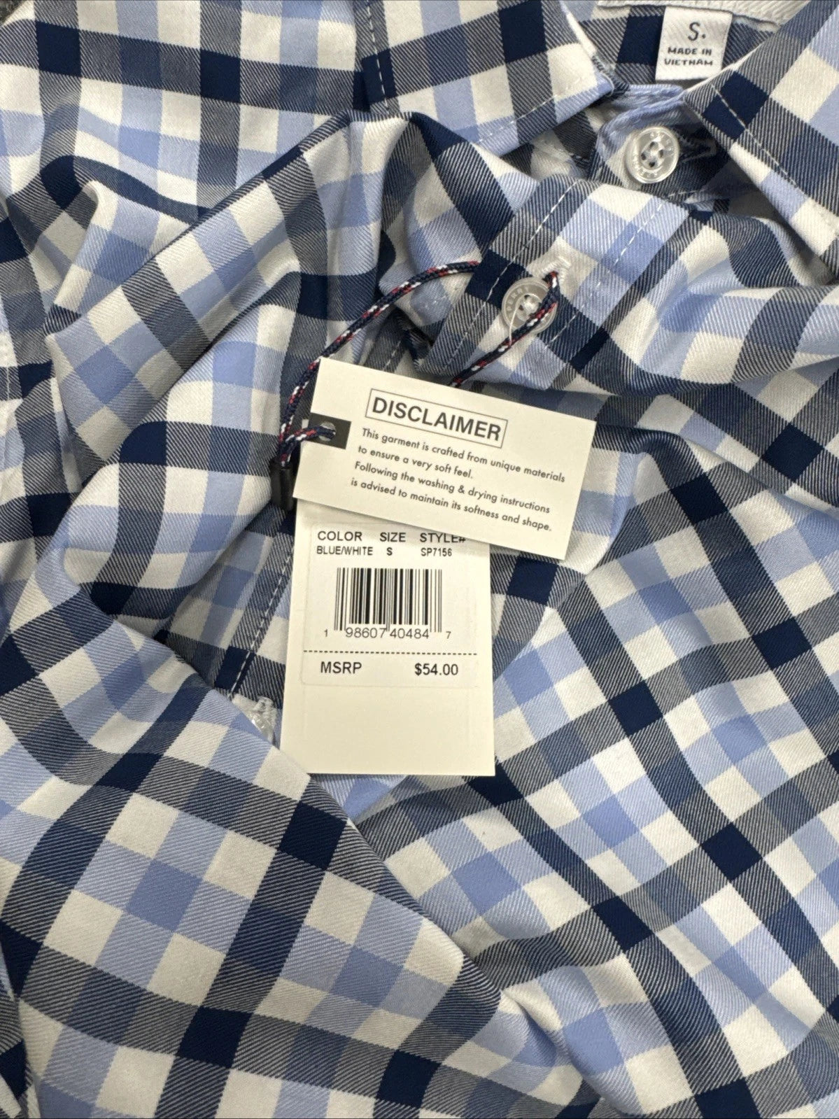 Sperry Premium Apparel Shirt Mens S Blue White Plaid Long Sleeve NWT SP7156