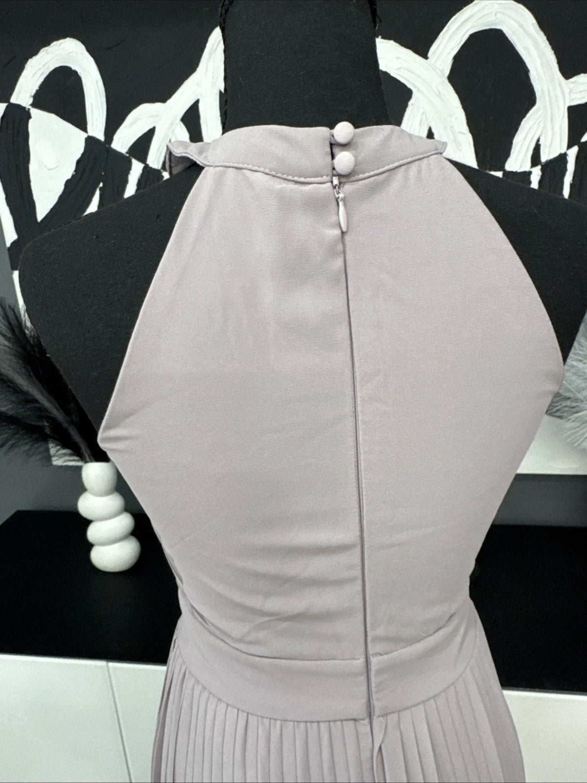 TFNC London Blush Pink Pleated Maxi Dress Women's 8 Halter Bridesmaid