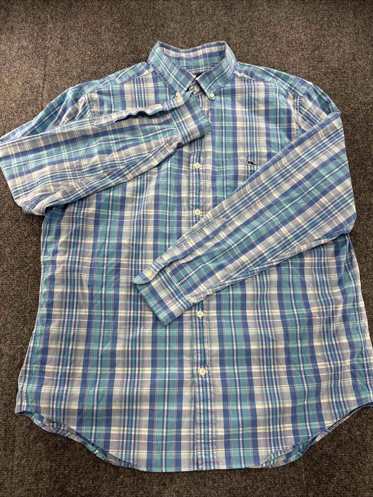 Vineyard Vines Classic Fit Tucker Shirt Blue Plaid Button Down Men’s Large