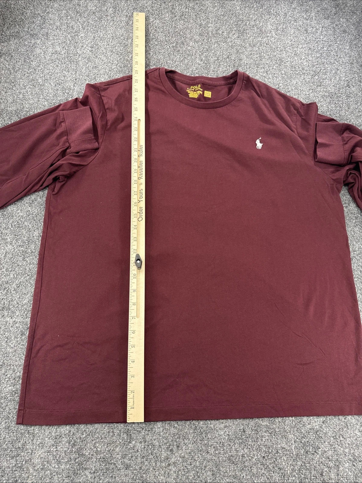 Polo Ralph Lauren Long Sleeve T-Shirt Men's XXL Burgundy Custom Slim Fit