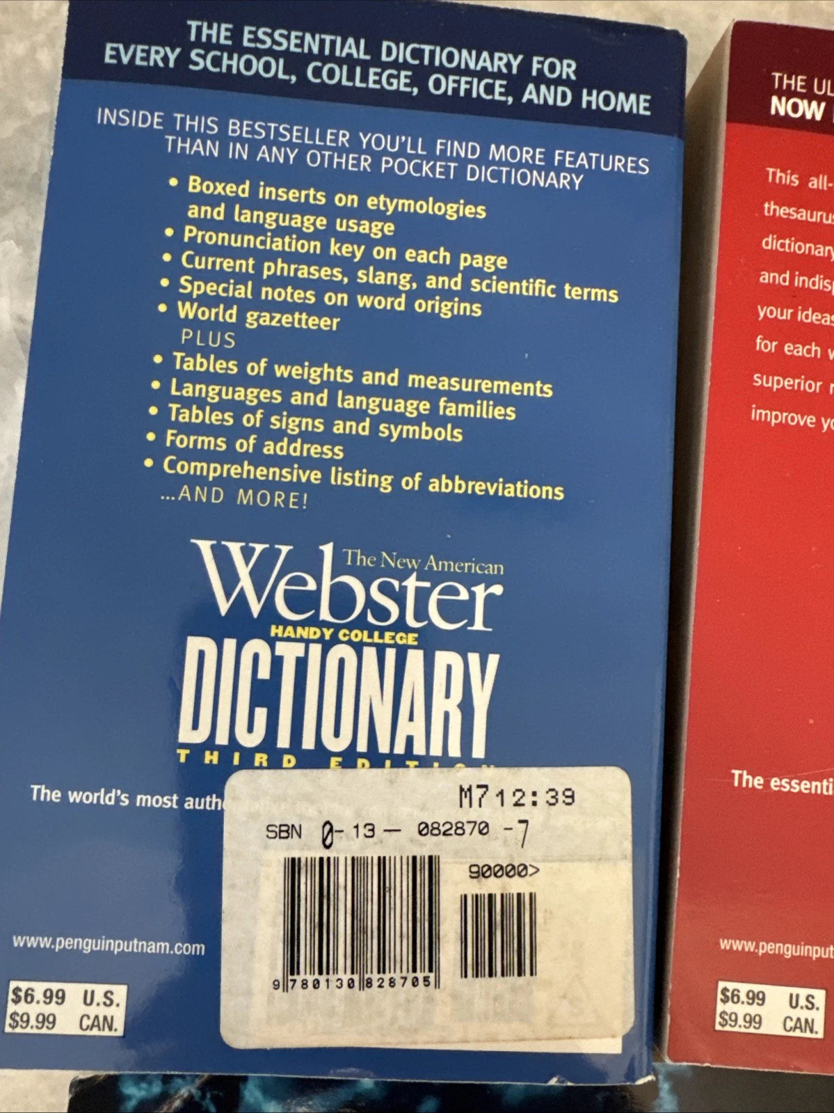 Webster Dictionary Roget’s Thesaurus Reference Book Set 3 College Editions