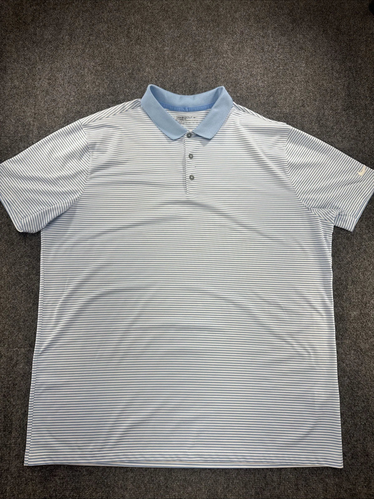 Nike Golf Dri-FIT Men's XXL Blue White Striped Standard Fit Polo Shirt
