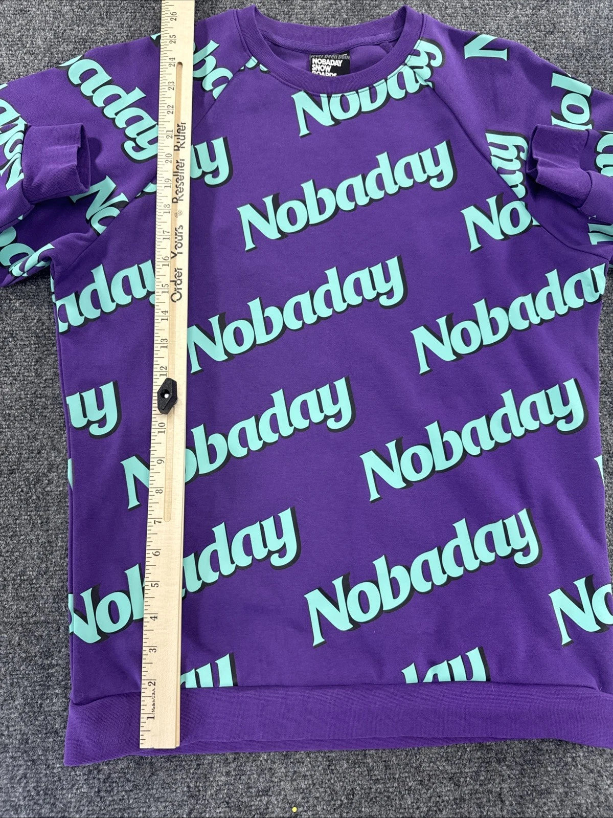 NOBADAY Never Been Done All Over Logo Crewneck Sweatshirt Purple Green
