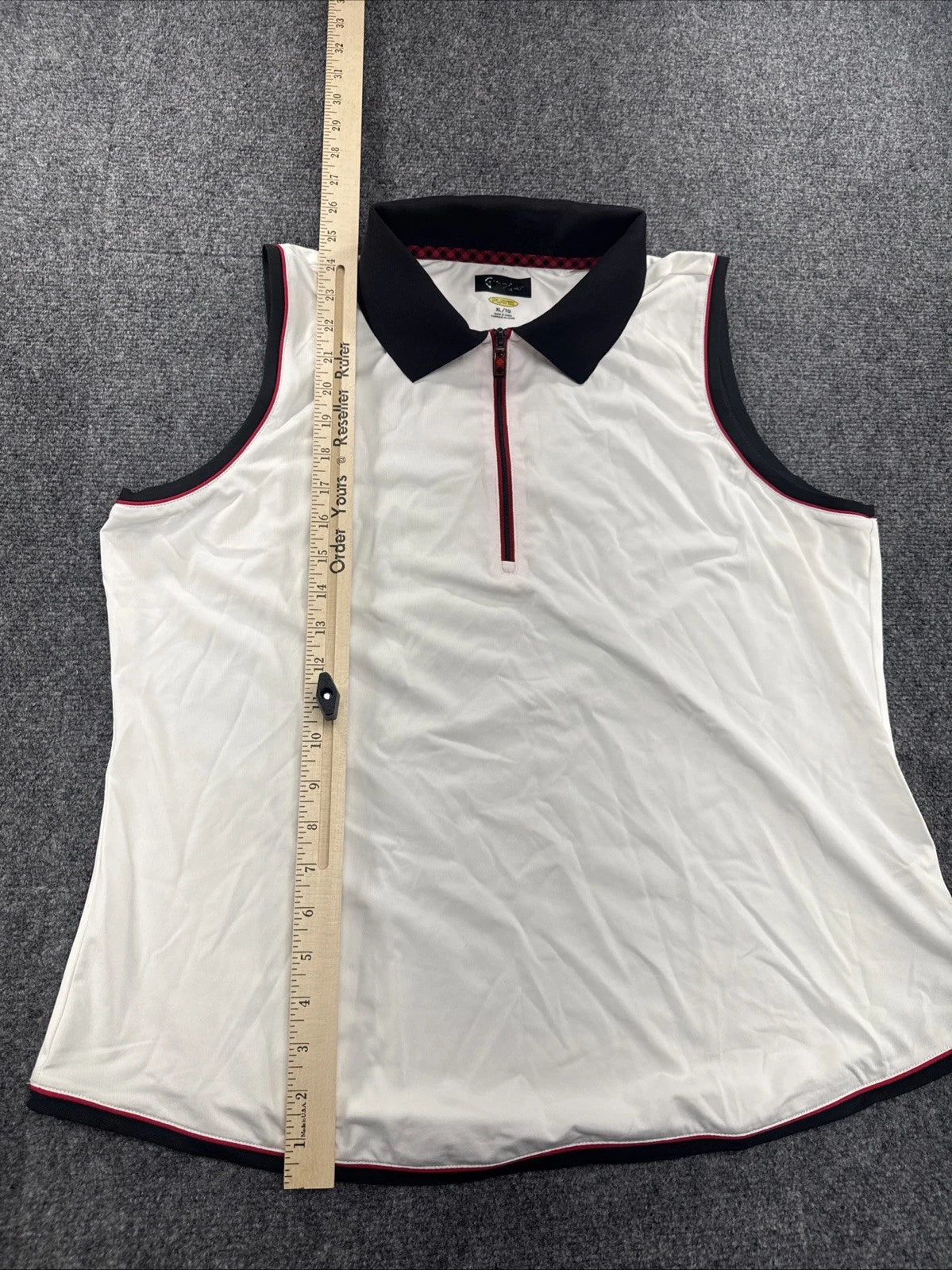 Greg Norman Play Dry Sleeveless Golf Polo White Black Red Women’s XL