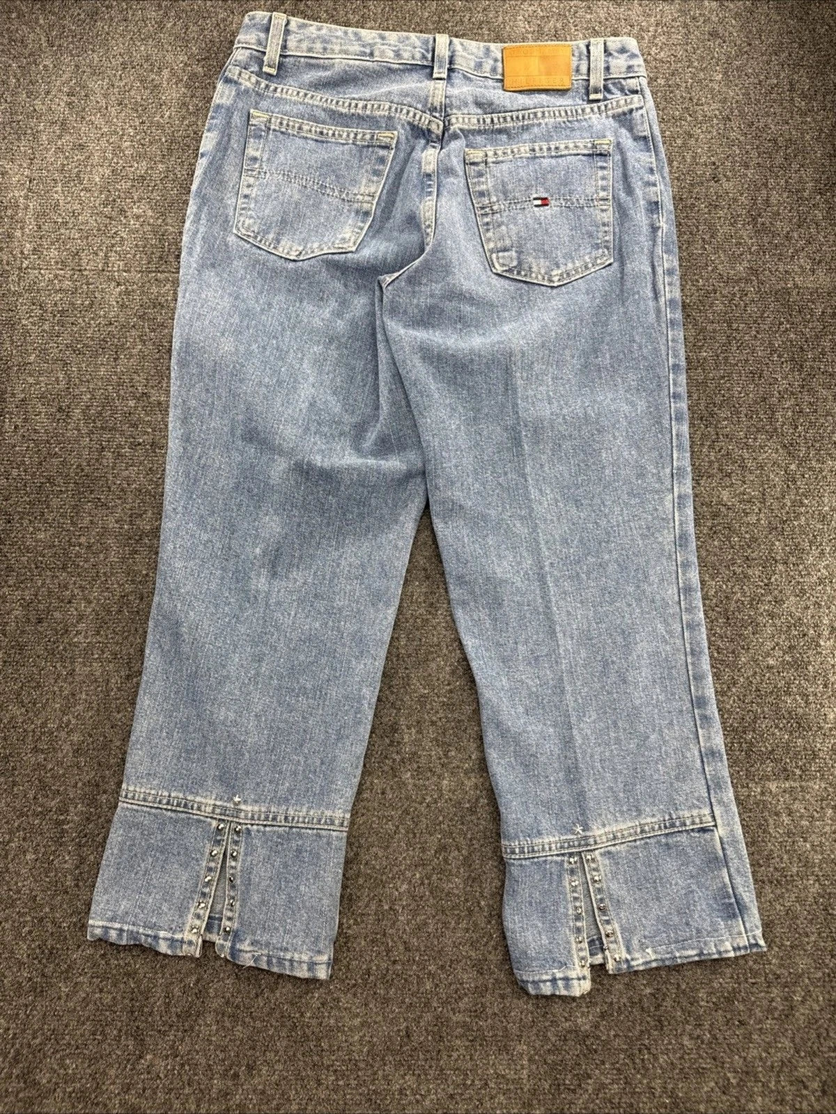 Vintage Y2K Tommy Hilfiger Jeans Womens 8 Studded Hem Wide Leg Made Canada 2002