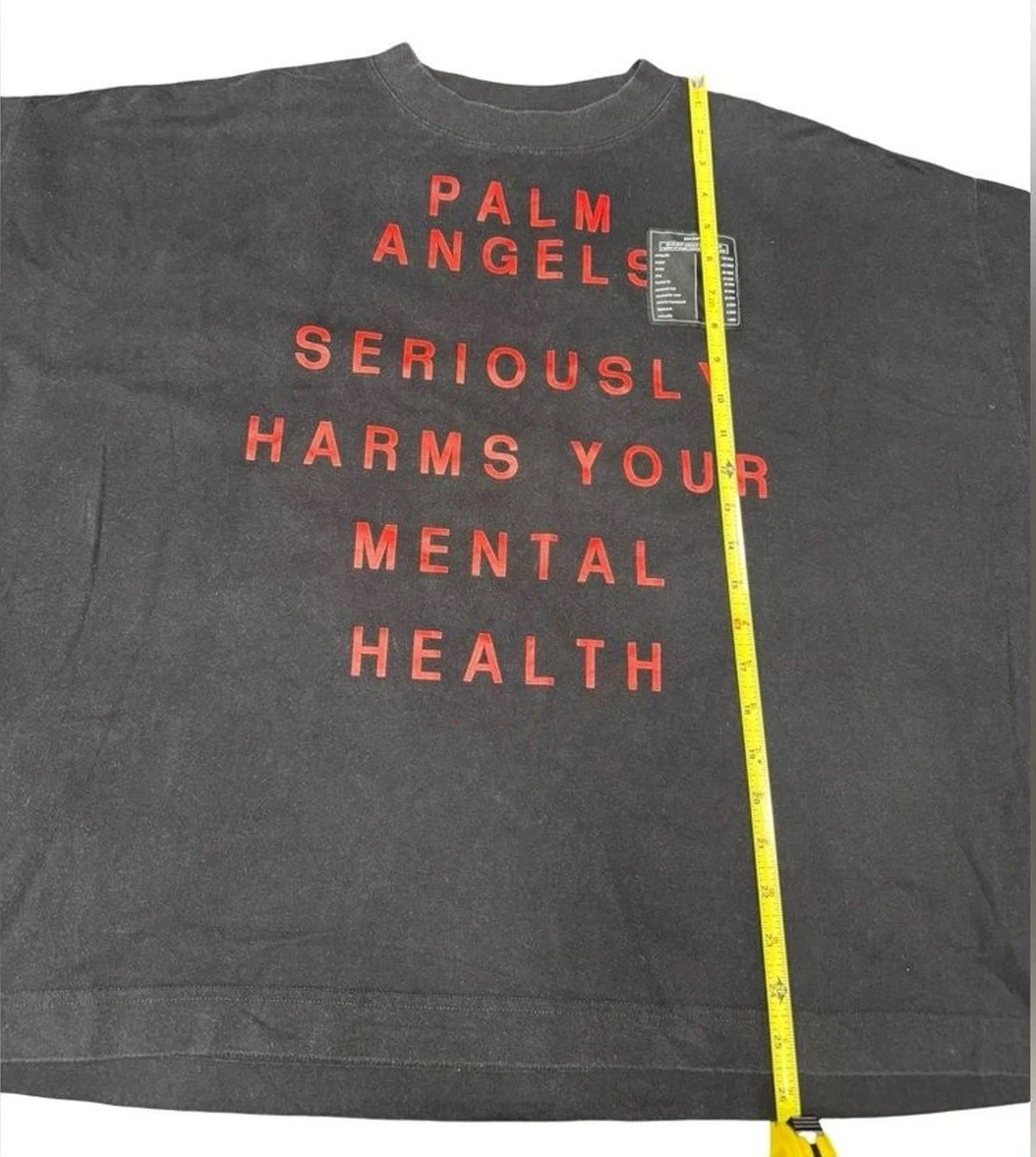 Palm Angels Mental Health T Shirt Mens L Black Red Graphic Designer Streetwear