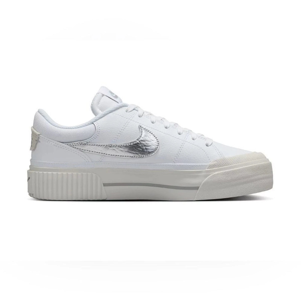 Nike Court Legacy Lift White Silver Sneakers Women 11 Men 9.5 NIB HQ2307-100