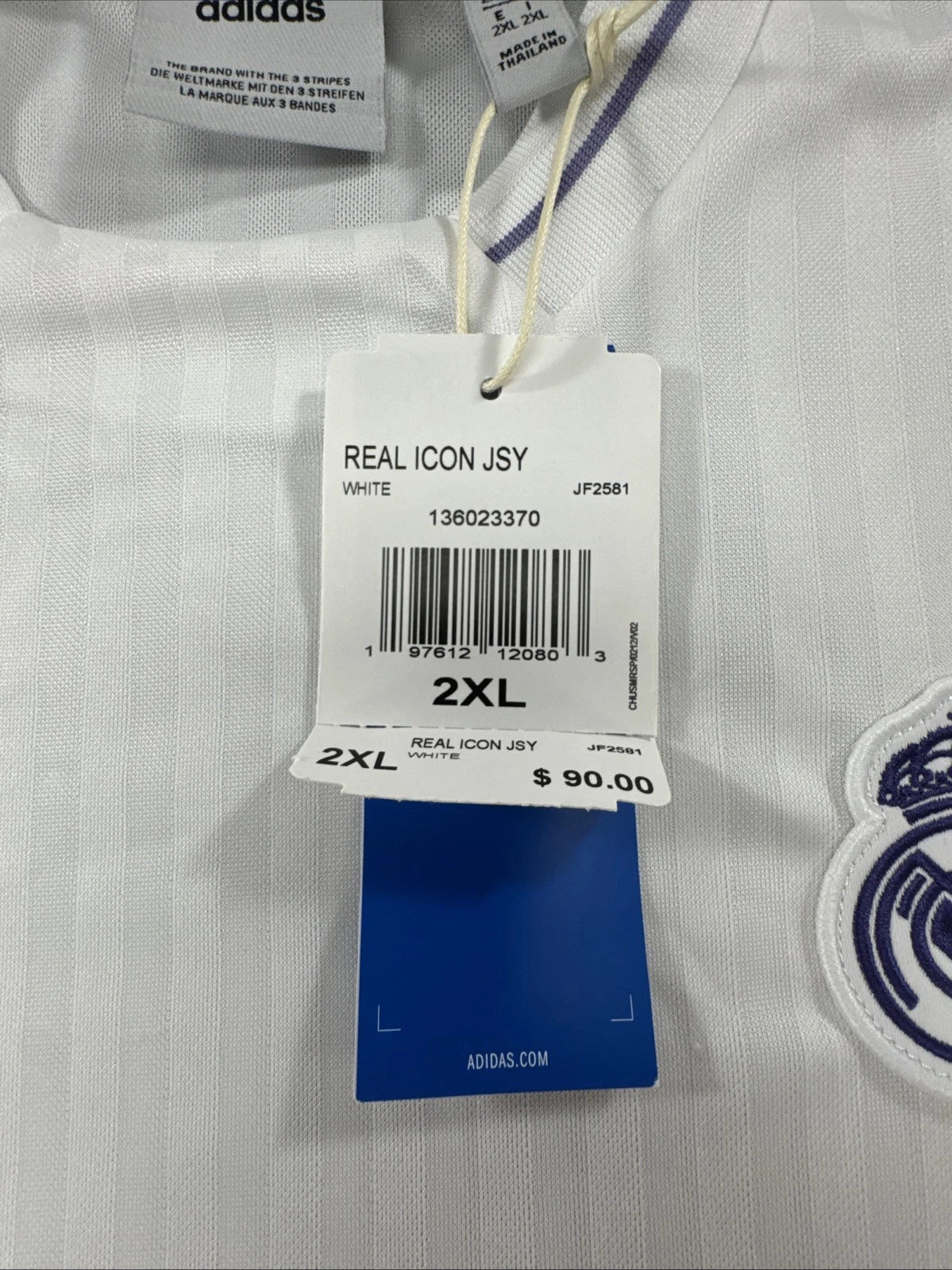 adidas Real Madrid Terrace Icons Jersey 2XL White Purple JF2581 NWT