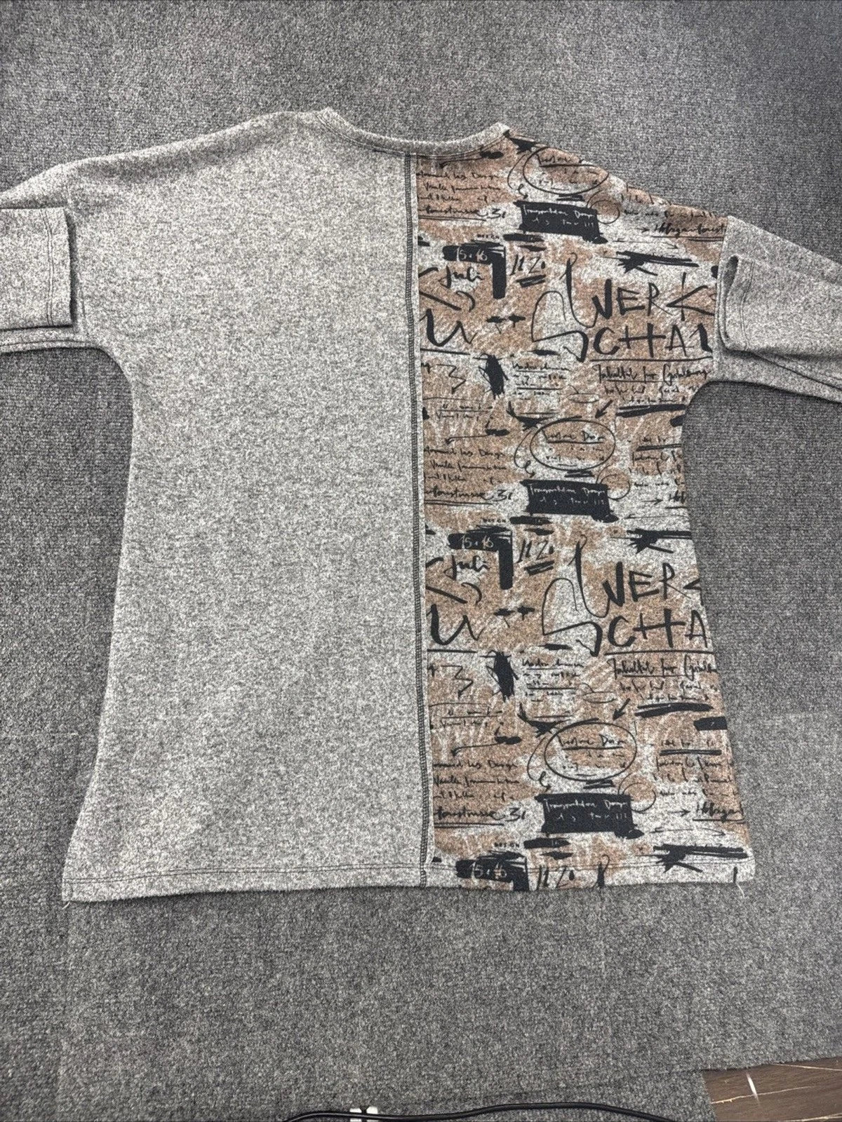 GORGO Abstract Graphic Knit Sweater Gray Graffiti Pullover Women's 46 EU