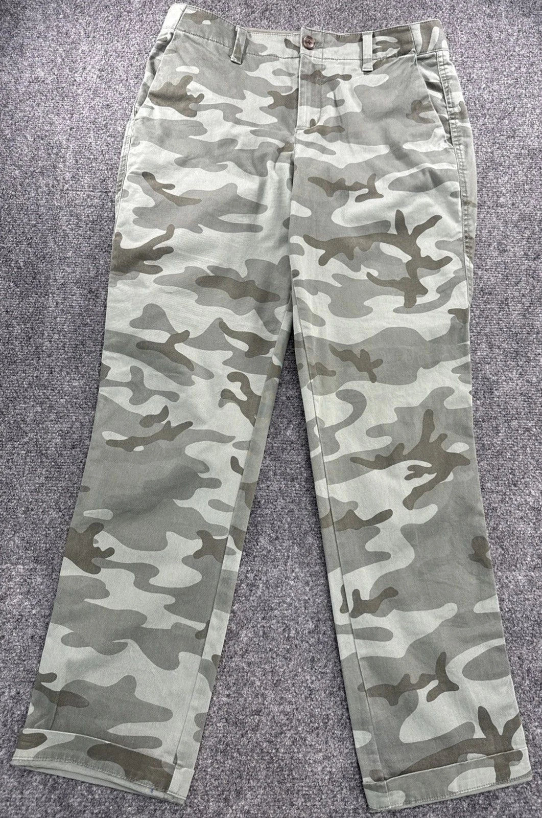 GAP Girlfriend Chino Pants Women’s Size 4 Green Camo Stretch Mid Rise