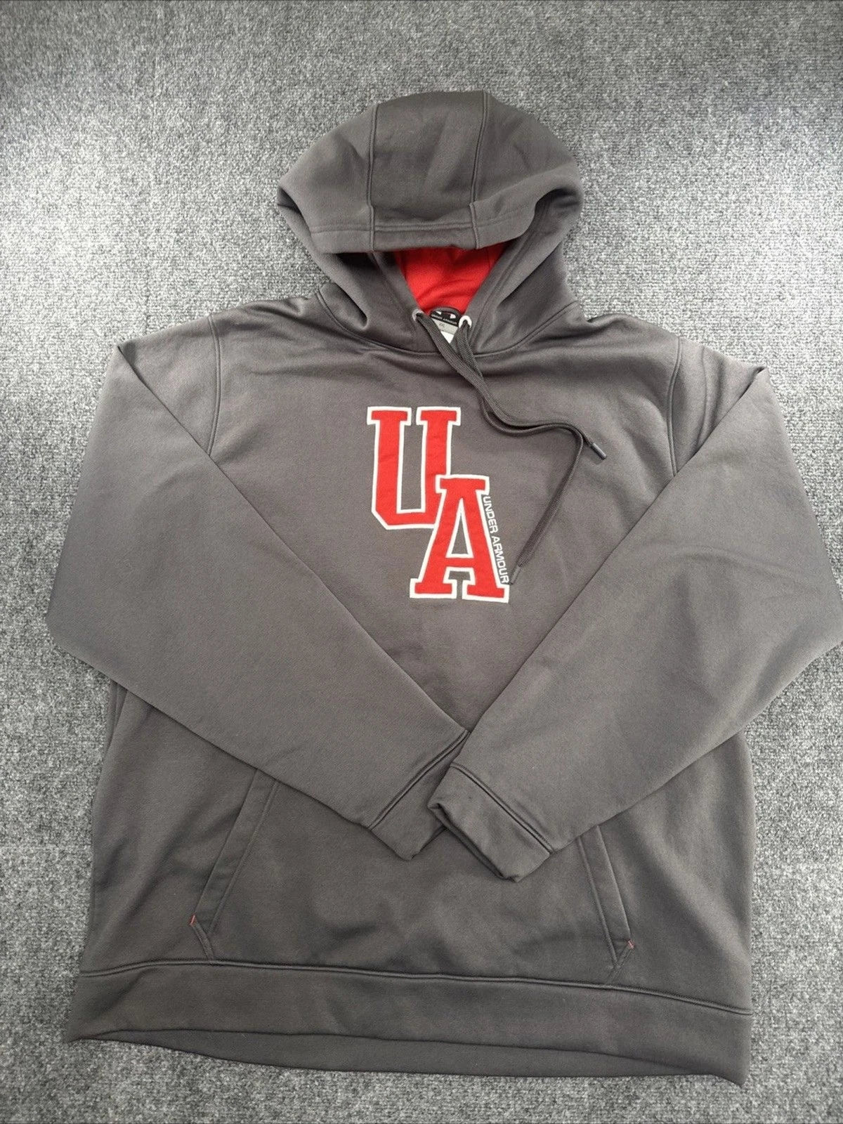 Under Armour Men's XXL Charcoal Gray Red Logo Performance Fleece Hoodie