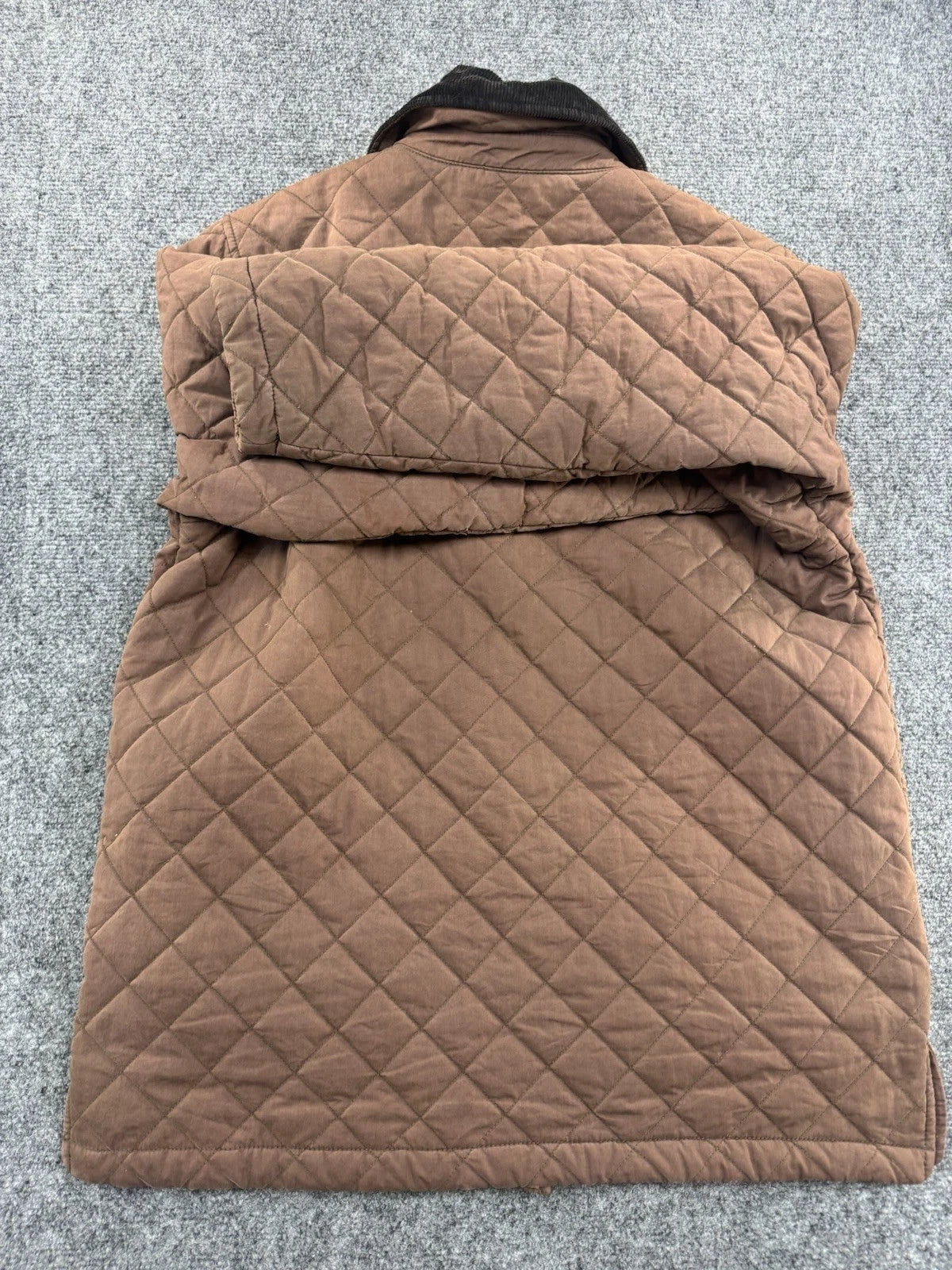 L.L.Bean Women's Quilted Barn Jacket Brown Corduroy Collar Snap Front Size S