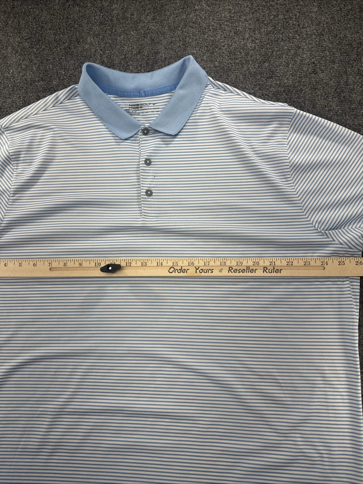 Nike Golf Dri-FIT Men's XXL Blue White Striped Standard Fit Polo Shirt