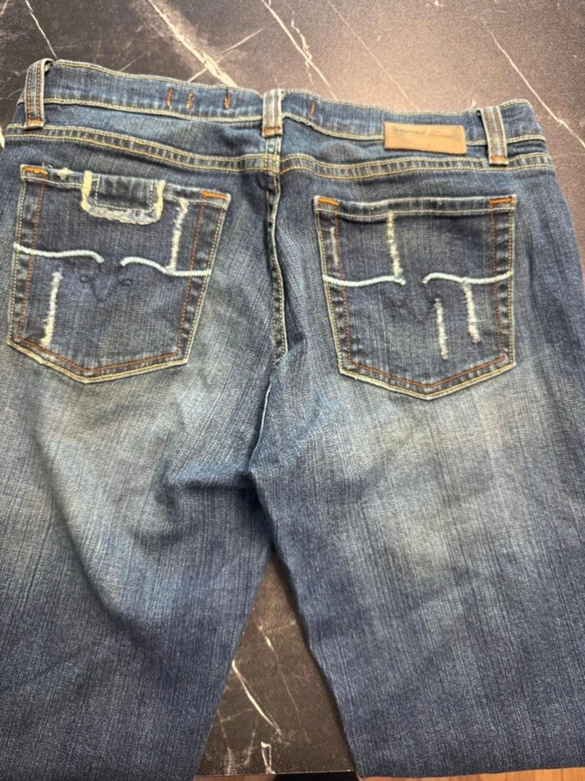Vigoss Mid Blue Flare Jeans Juniors 11/12 Distressed Retro Denim Trendy