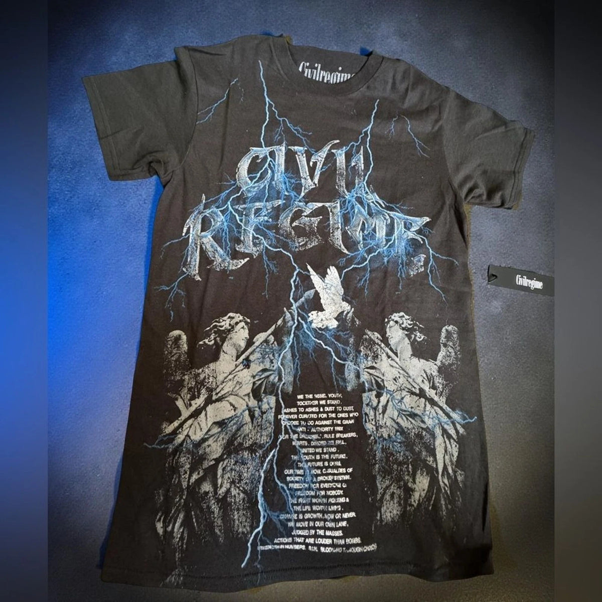 Civil Regime Chrome Angels Graphic T-Shirt Size Small NWT With Original Dust Bag