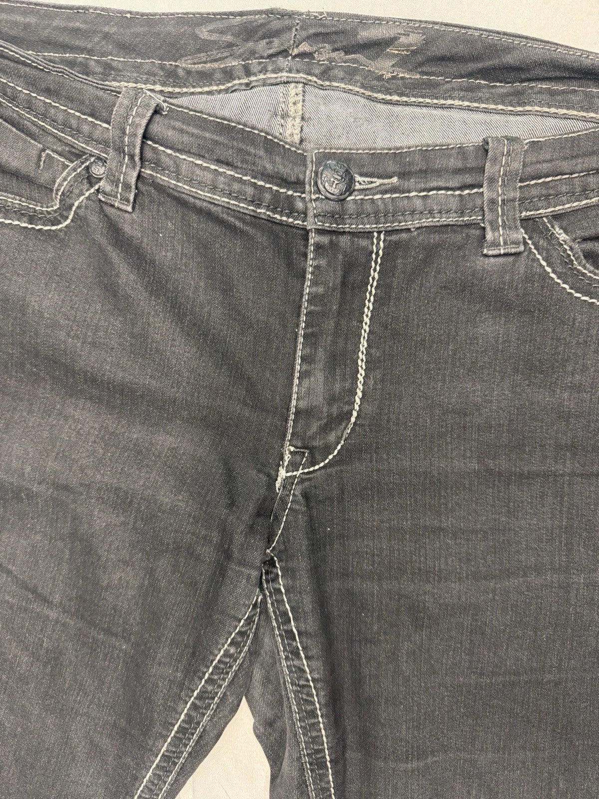 Seven For All Mankind Charcoal Bootcut Jeans Women's 14 White Stitching EUC
