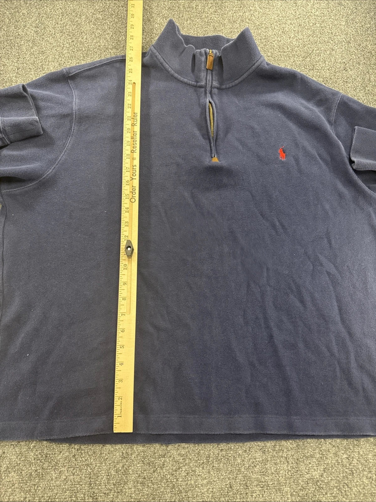 Polo Ralph Lauren Men’s 2XB Navy Blue 1/4 Zip Pullover Red Pony Cotton