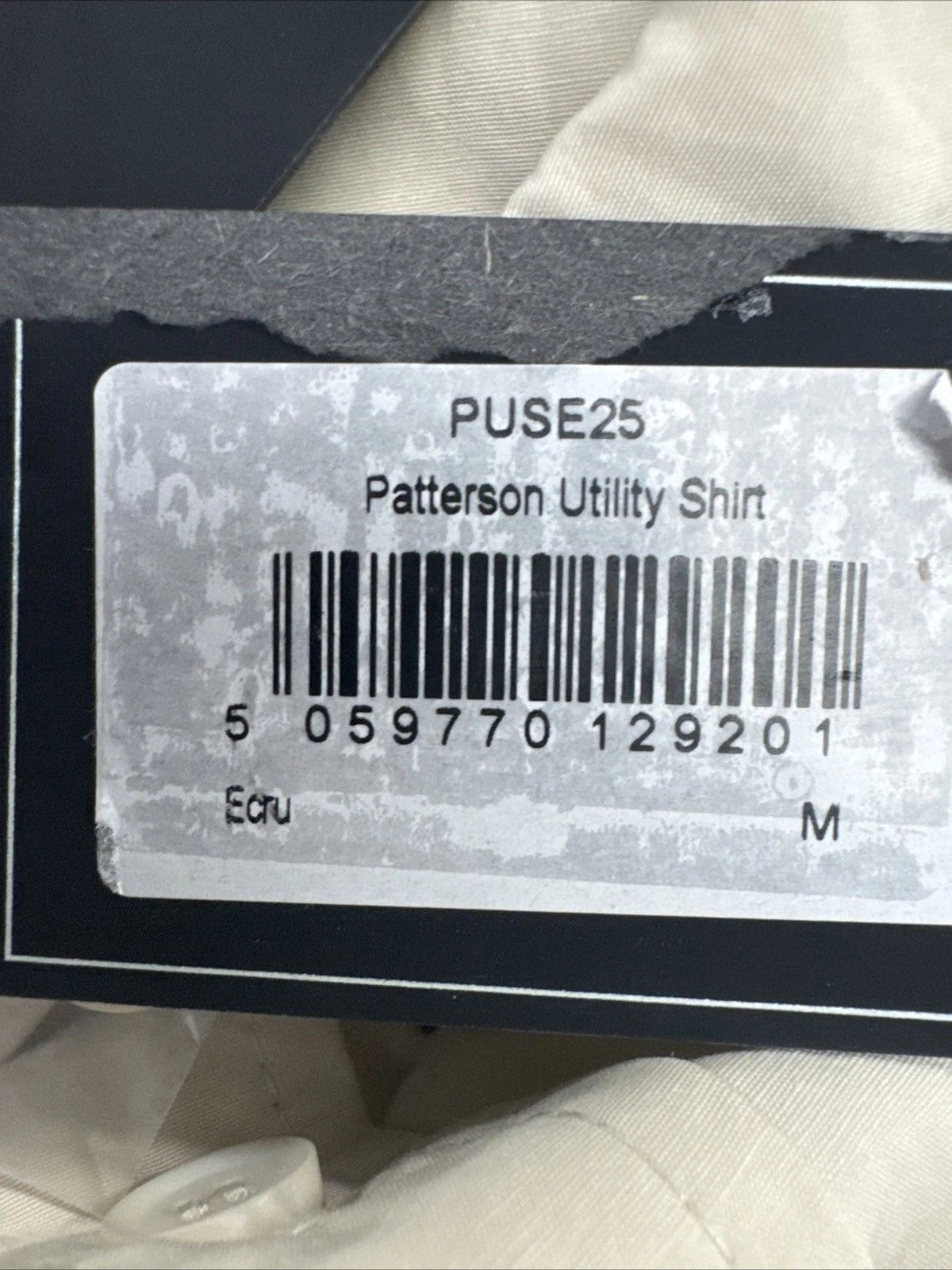 Criminal Damage Patterson Utility Shirt Men M Ecru 4 Pocket Workwear NWT