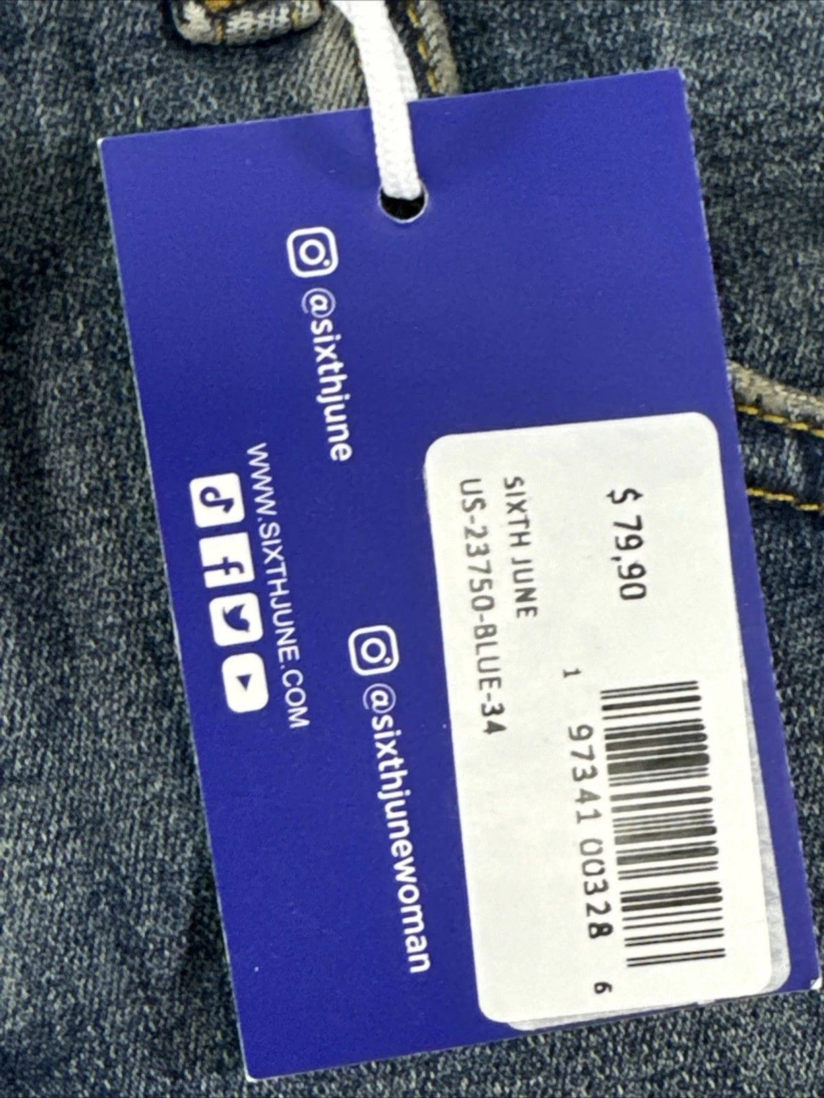 Sixth June Distressed Slim Fit Jeans Men's Size 34 Blue Denim NWT Streetwear