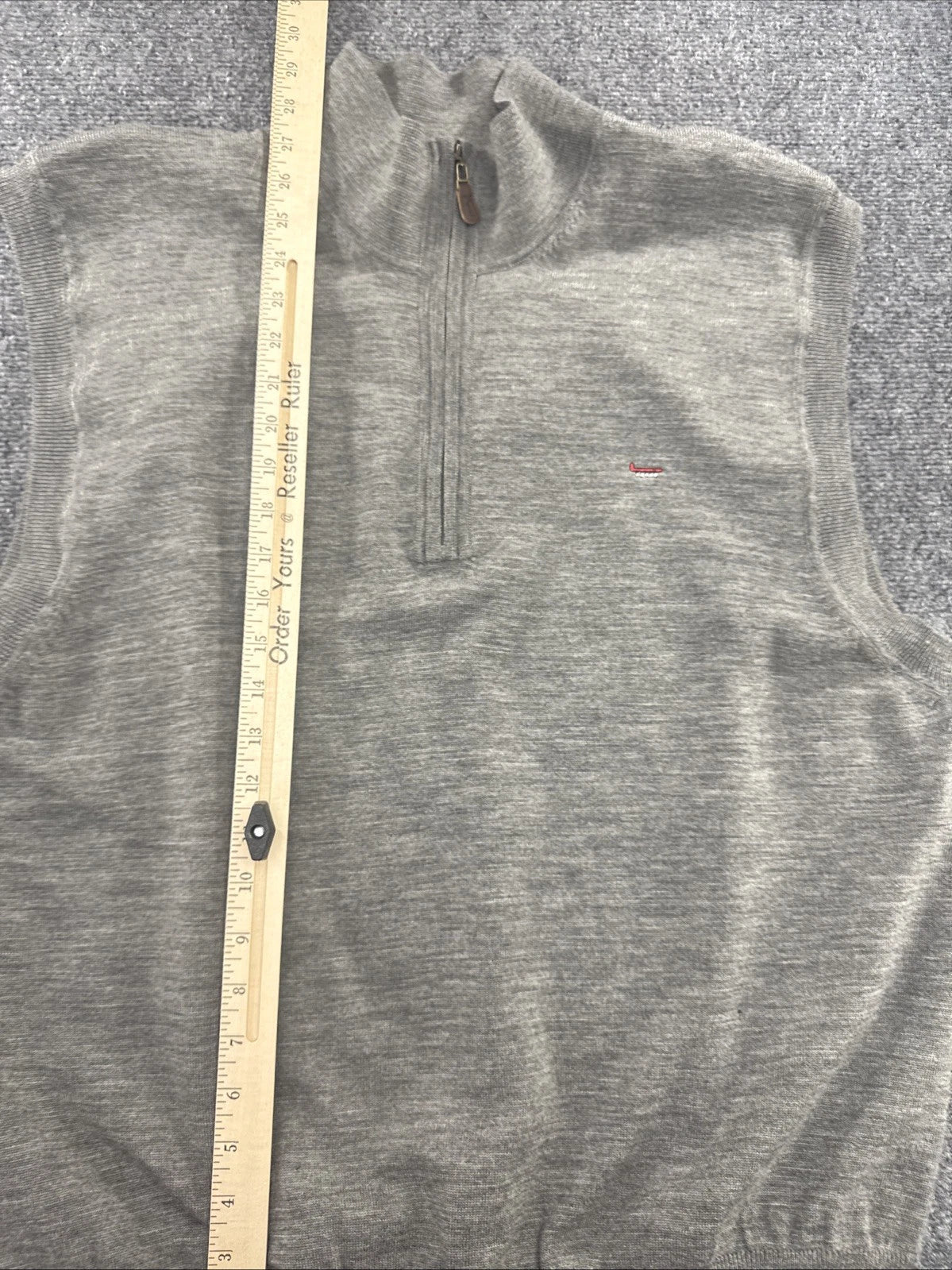 Fairway & Greene Golf Sweater Vest Mens L 100% Wool Gray 1/4 Zip