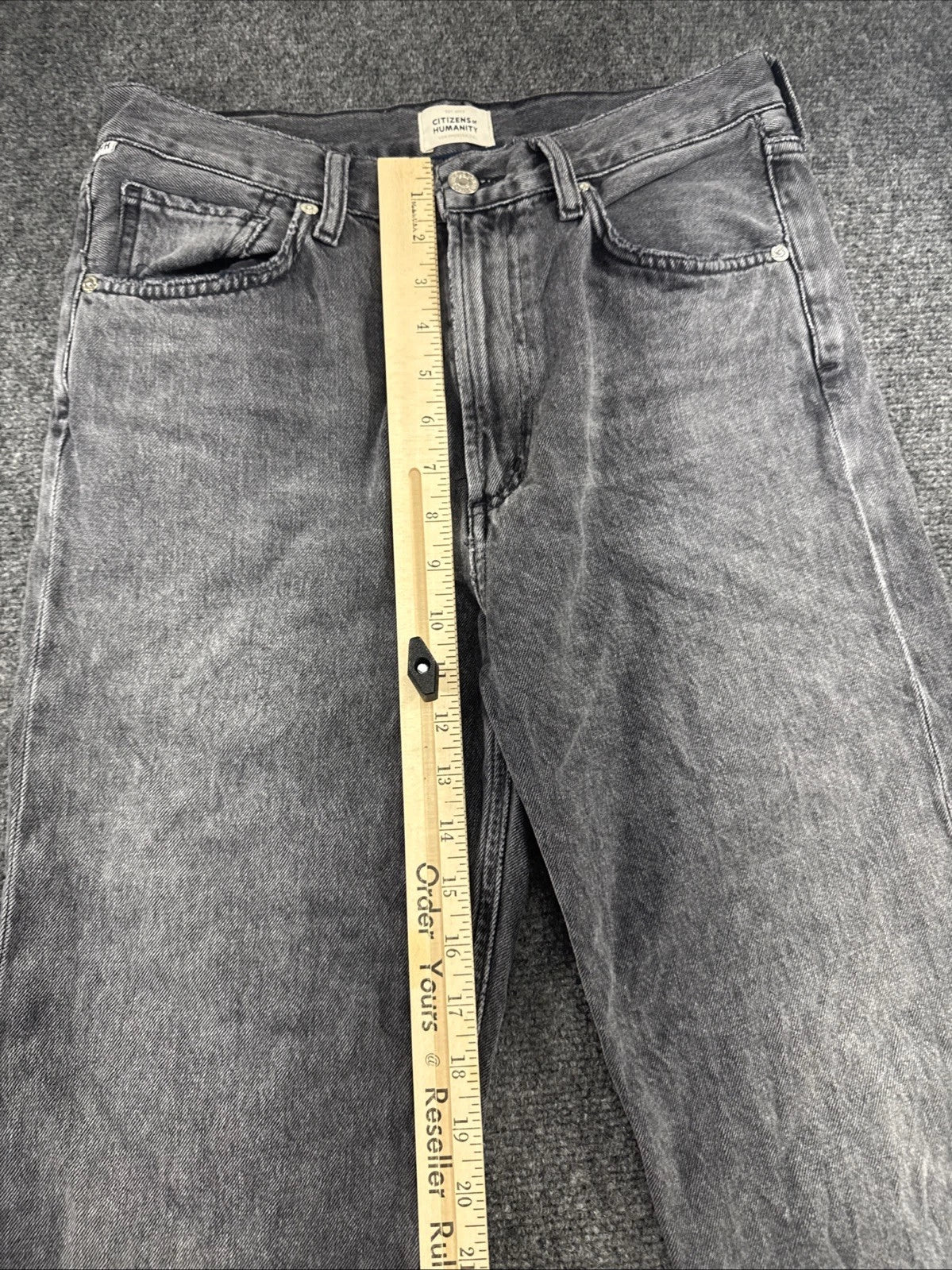 Citizens of Humanity Daphne Crop Womens 27 Gray High Rise Straight Raw Hem Jeans