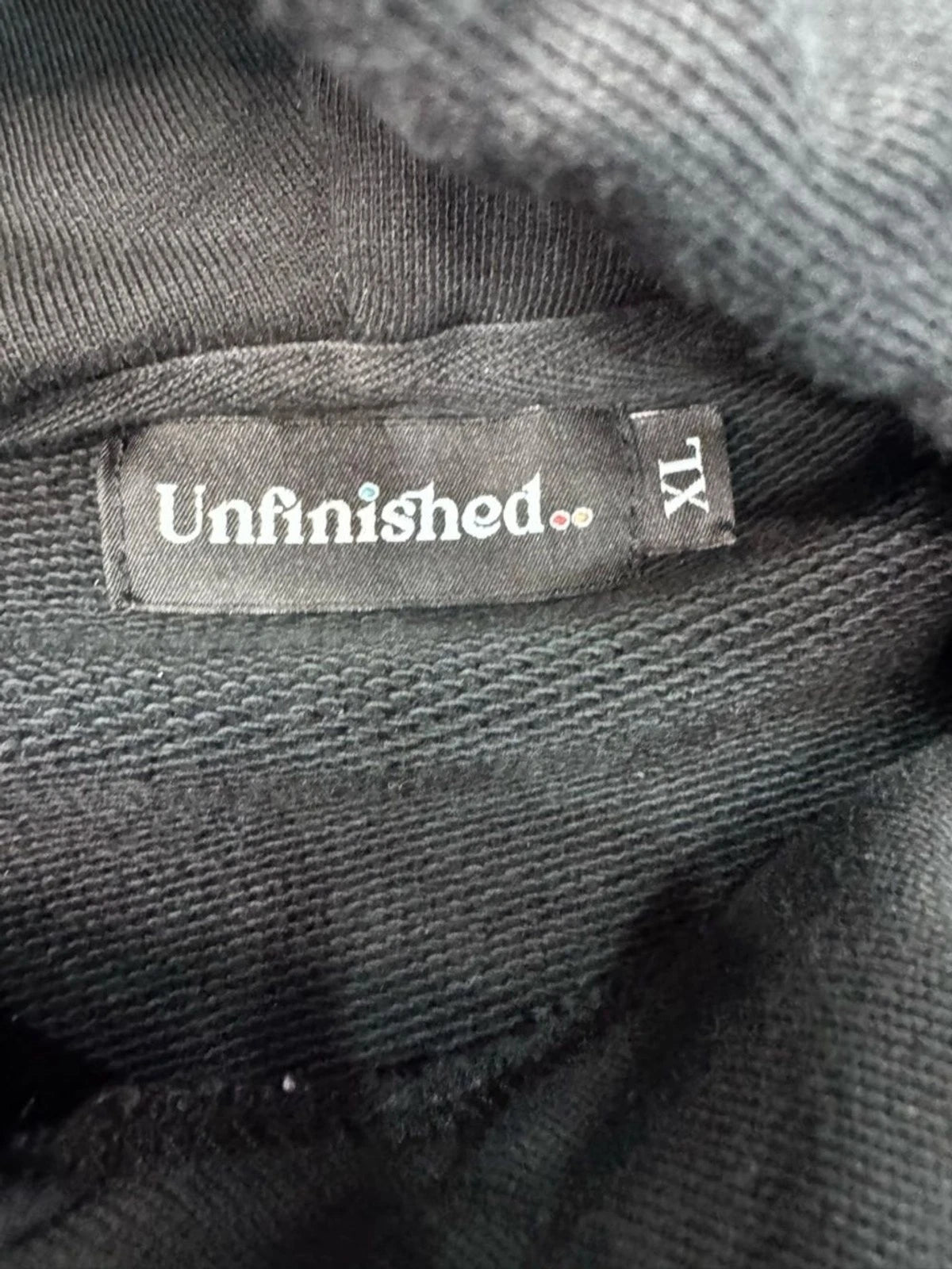 Unfinished Black Oversized Hoodie XL Graphic Made in Portugal Heavyweight Cotton